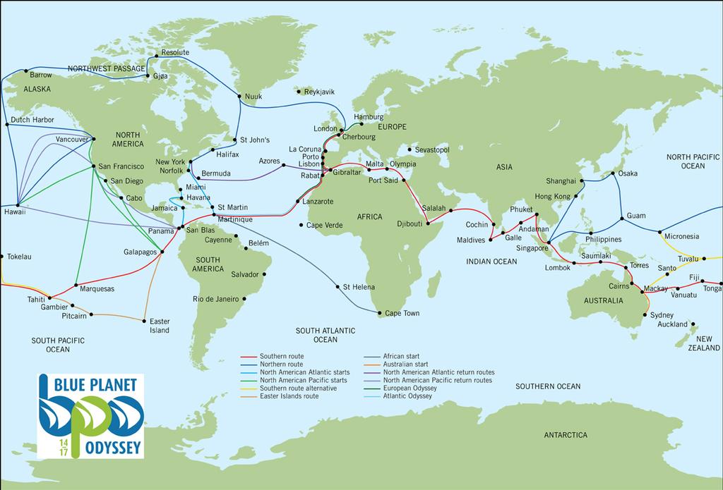 Blue Planet Odyssey provisional routings ©  SW